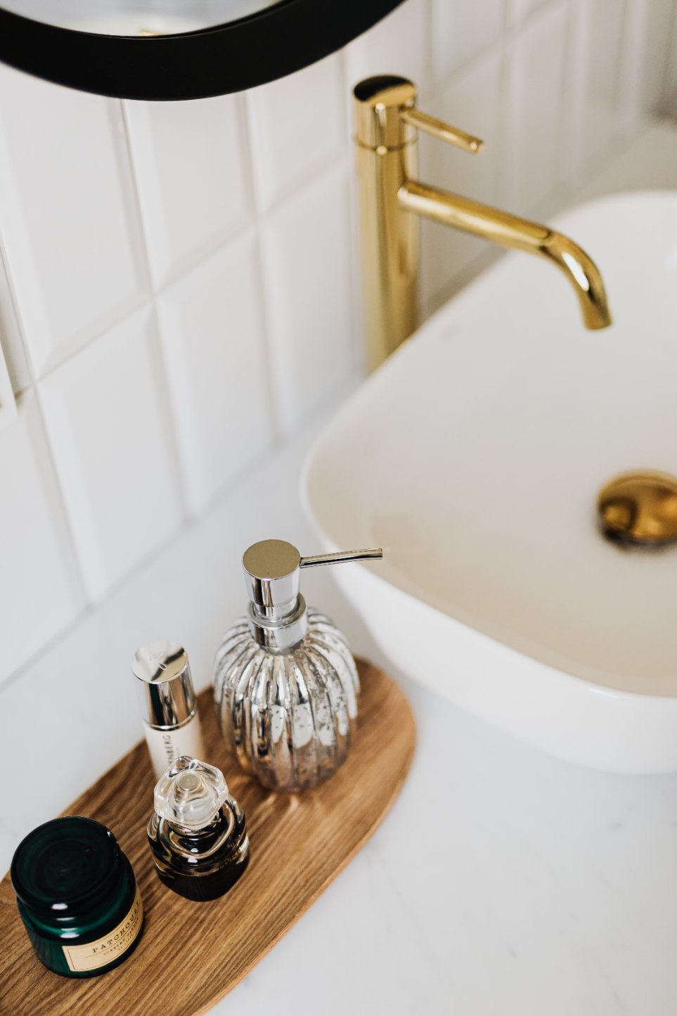 nicely organized bathroom counter